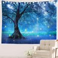thumbnail image 2 of Tapiz azul claro, bosque de fantasía mística, naturaleza azul, tapete de picnic, decoración artística de playa para dormitorio, sala de estar, dormitorio, 51,2 x 59,1 pulgadas, azul claro, 2 of 5