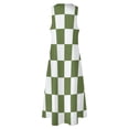 thumbnail image 5 of Green White Check Checkered Long Dress Dress for Women Women's Luxury Party Dress, 5 of 8