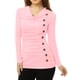 thumbnail image 1 of INSPIRAR CHIC Blusa de Cuello Cowl de Manga Larga con Botones Decorativos y Fruncido Frontal Ajuste Regular Pullover Talla XL Rosa Claro, 1 of 6