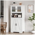 thumbnail image 3 of Blanca freestanding bathroom y sala de estar floor gabinete: bathroom gabinete con glass doors y adjustable estantes, ideal para para kitchen pantry, 3 of 8