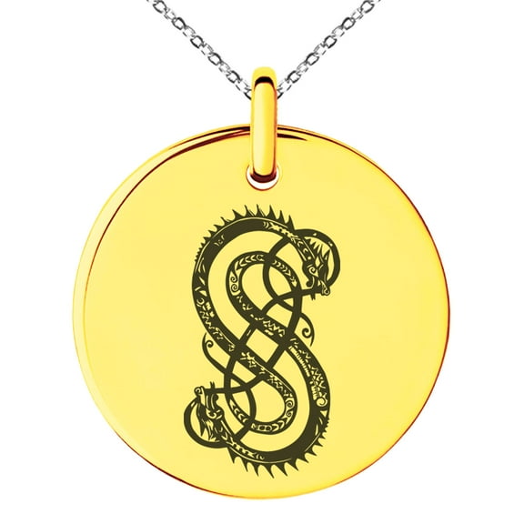 Stainless Steel God of Mischief Loki Viking Norse Engraved Small Medallion Circle Charm Pendant Necklace