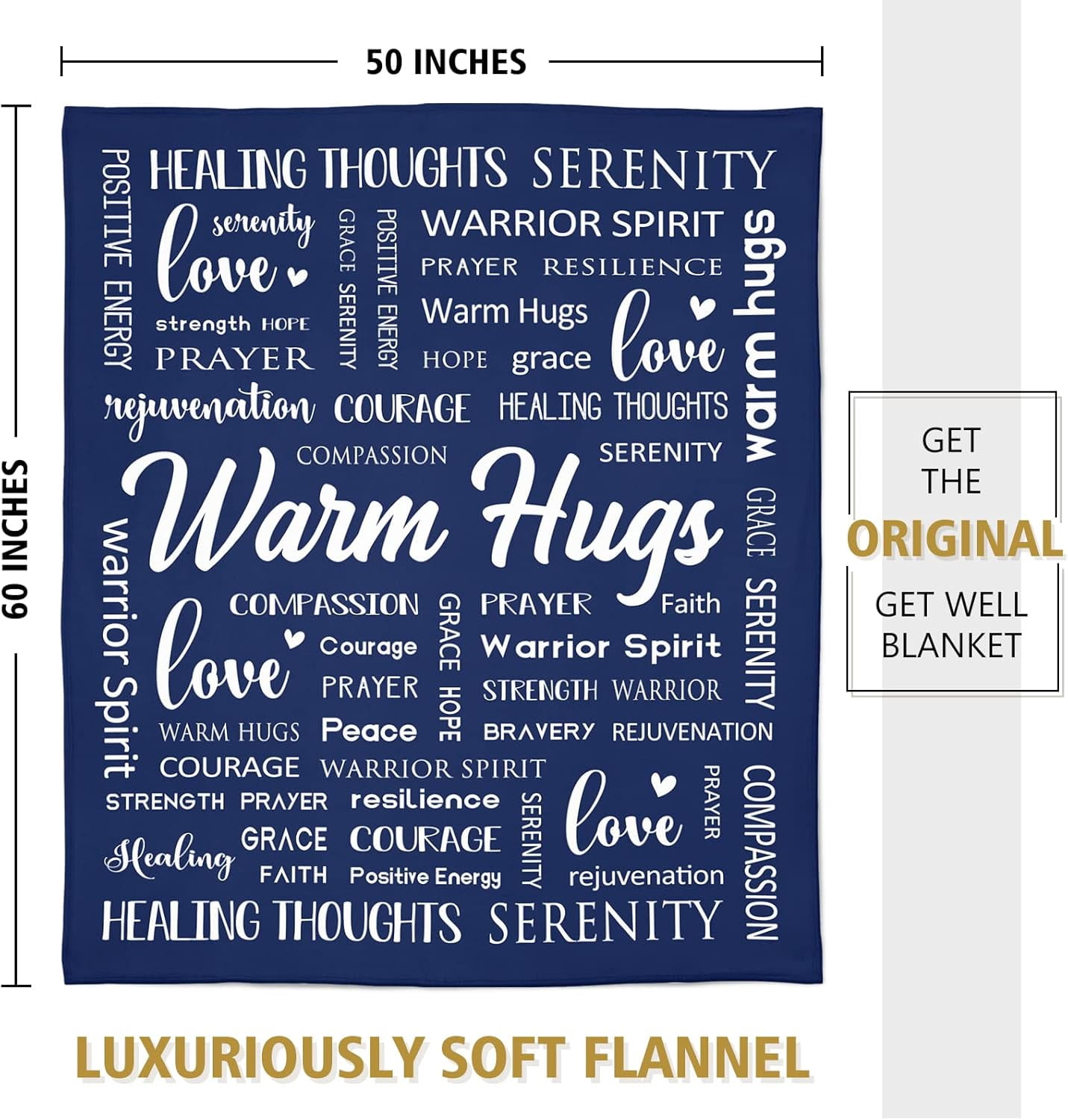 Warm Hugs Healing Blanket - Breast Cancer Gifts for Women, Get Well Soon, Feel Better Gifts for Women Patient, Think of You, Sympathy Gift for Friend Sister, Soft Comfort Throw Blankets 50" x 60"