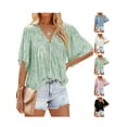 thumbnail image 4 of Gvmfive Womens Blouses Casual V Neck Tops Summer Flared Short Sleeve Loose Shirt, 4 of 4