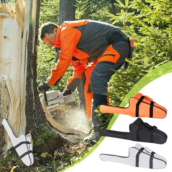 Chainsaw Carrying Bag, Storage Case, Heavy-duty Zippered Pouch, for 16 to 20 Inch Chainsaws, Full Protection Portable Tool Bag, Orange, by FAJHHA