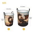thumbnail image 3 of Balery Sky Sunset Bronze Dragon Cesta de ropa redonda con asas, impermeable, independiente, para ropa, juguetes, dormitorio y familia-Small, 3 of 6