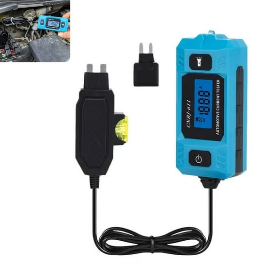 Automotive Circuit Fault Probe Tester, High-Precision Current Tester, 20A 48V Car Relay Fuse Blade Checker, Built-in Front Light with Blue Backlit LCD Screen