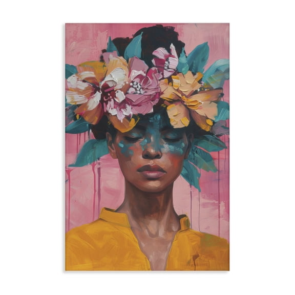 Stupell Industries Contemporary Woman With Floral Headdress Canvas Art, 16 x 24, by LSR Design Studio