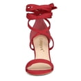thumbnail image 2 of Sandalias de tacón alto Gruesas de punta Abierta con Cordones Allegra K Rojo 40, 2 of 7
