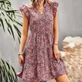 thumbnail image 2 of Robe à Volants for Women Swing Plage Soleil Robe V Cou Décontracté Confortable Boho Robe de Vacances avec Poches, 2 of 7