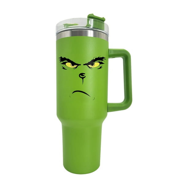 40OZ Vaso Térmico de Acero Inoxidable, Stanley The Grinch , Taza Termica Frio y Caliente para Cafe con Tapa y Popote, Termo Infusor de Vacío Doble para Hombre, Mujer, Regalo Con mango