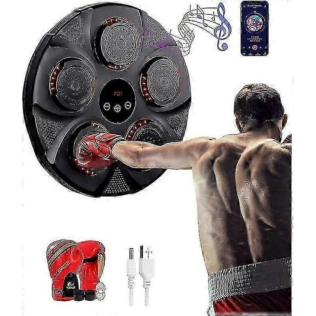 Wall Mounted Music Boxing Machine Punching Pad Led Lighted Training Electronic With Gloves,100% New