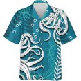 thumbnail image 3 of Camisa de verano para hombre con estampado 3D de pulpo y animales marinos, manga corta, botones de solapa, camisas personalizadas para viajar al trabajo, estilo hawaiano, 3 of 5