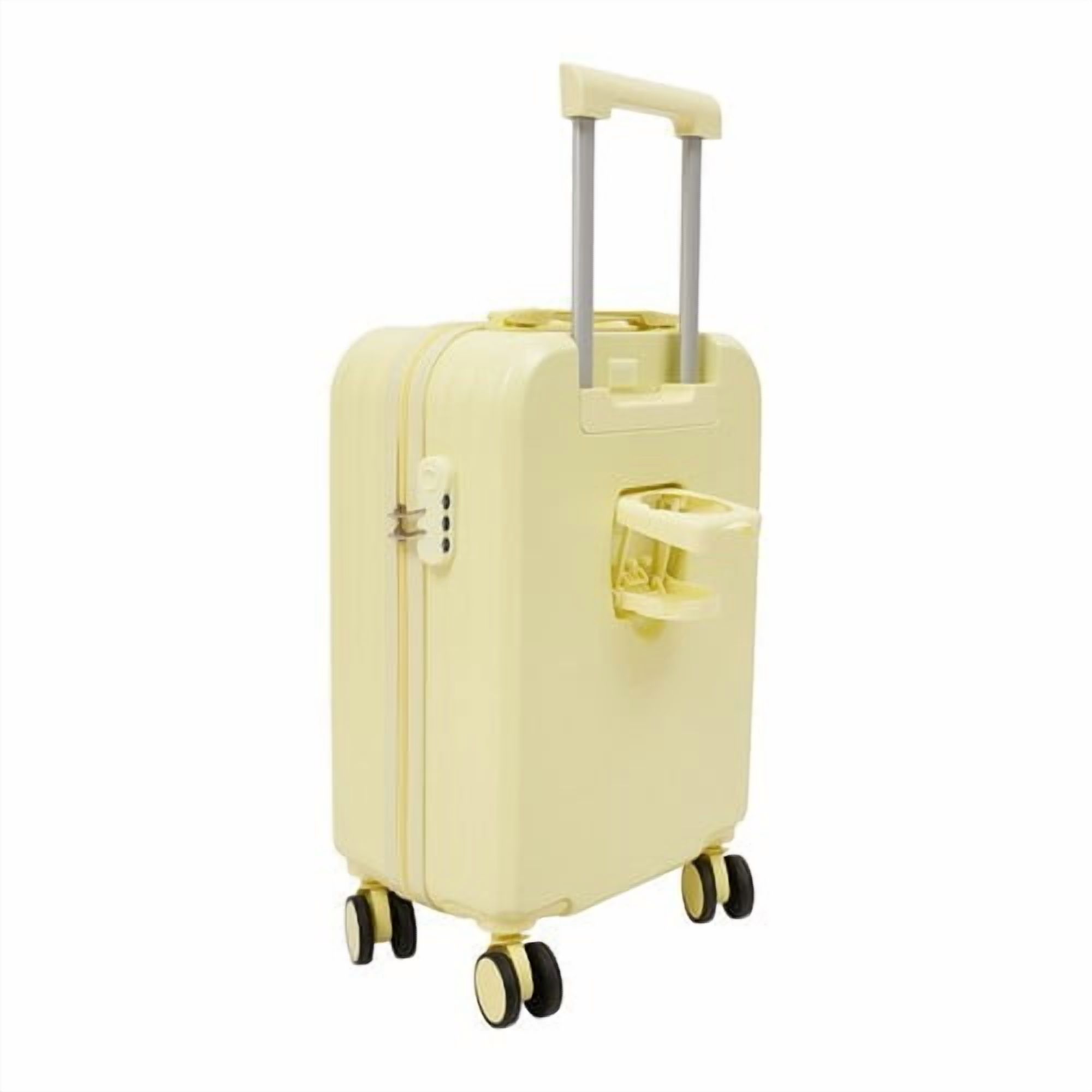 20 Inch Carry on Luggage Hardside Suitcase - Light Yellow ABS Spinner with 88lbs Massive Load Capacity, 360° 4 Wheels, Fits Airplane Overhead Bin, Perfect for Students & Travel