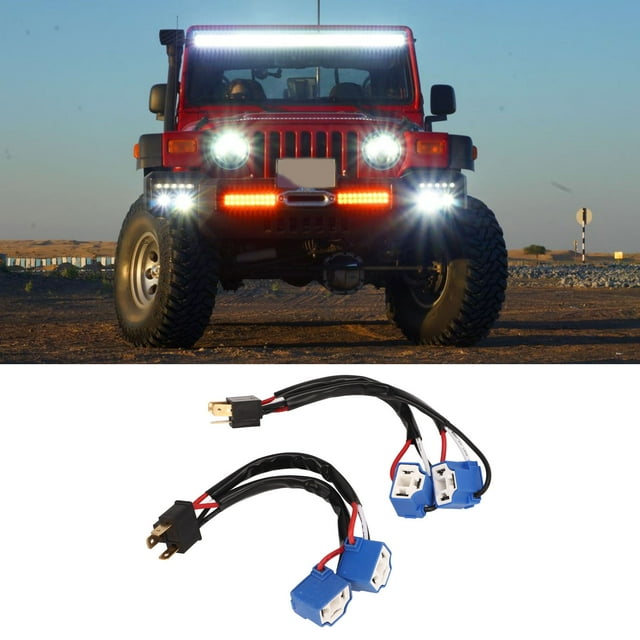 Headlight Conversion Cable Wire, Heat Resistant H4 9003 Wire Harness 2 Pcs 18 AWG for Pickup