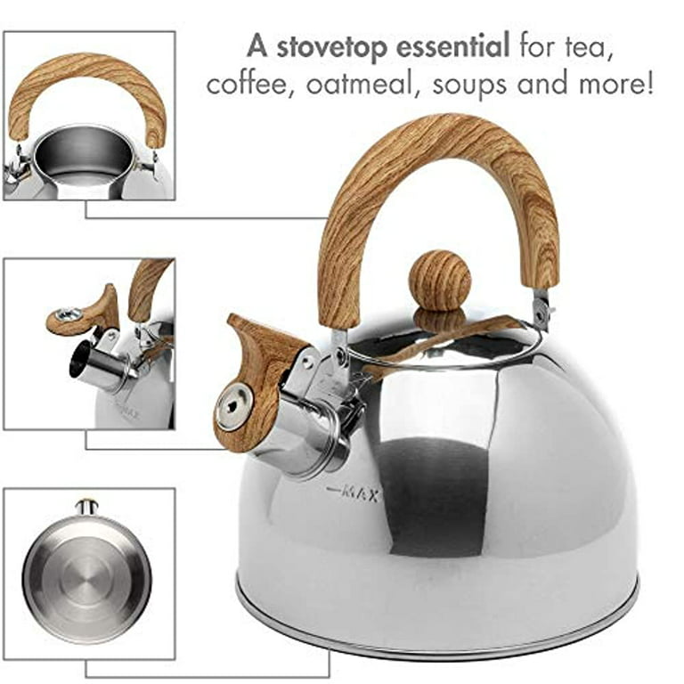  Whistling Stovetop Tea Kettle Food Grade Stainless Steel, Hot  Water Fast to Boil for Stove Top-3.0Q: Home & Kitchen