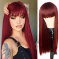 thumbnail image 4 of 25 Inch High Temperature Filament Hair Bangs Long Straight Hair Soft Natural Color Style Cosplay Easy To Wear Clean Manage, 4 of 5