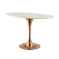thumbnail image 3 of Modern Deco Contemporary Urban Design Kitchen Dining Room Dining Table, Metal Steel Artificial Marble, White Rose Gold, 3 of 4