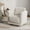 Beige, variant on 33" Chenille Swivel Barrel Chair, 360° Upholstered Accent Armchair with Solid Wood Frame for Living Room, No Assembly Required