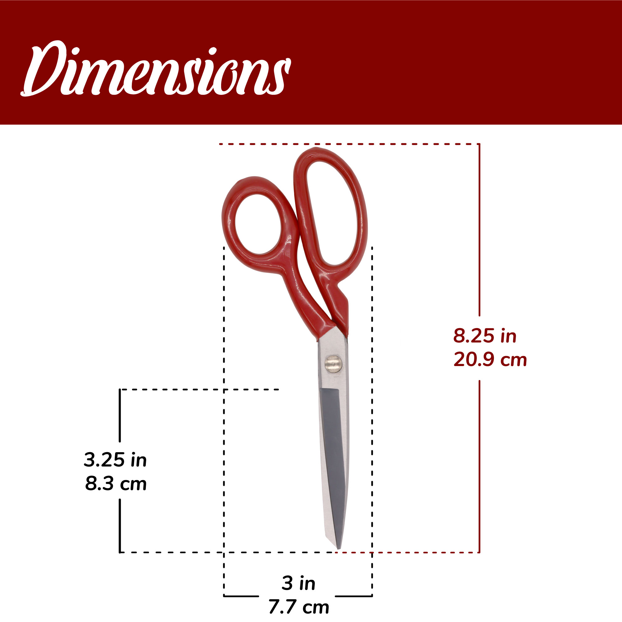 JubileeYarn Brazil Style Fabric Scissors - 8" Red - 3 Scissors