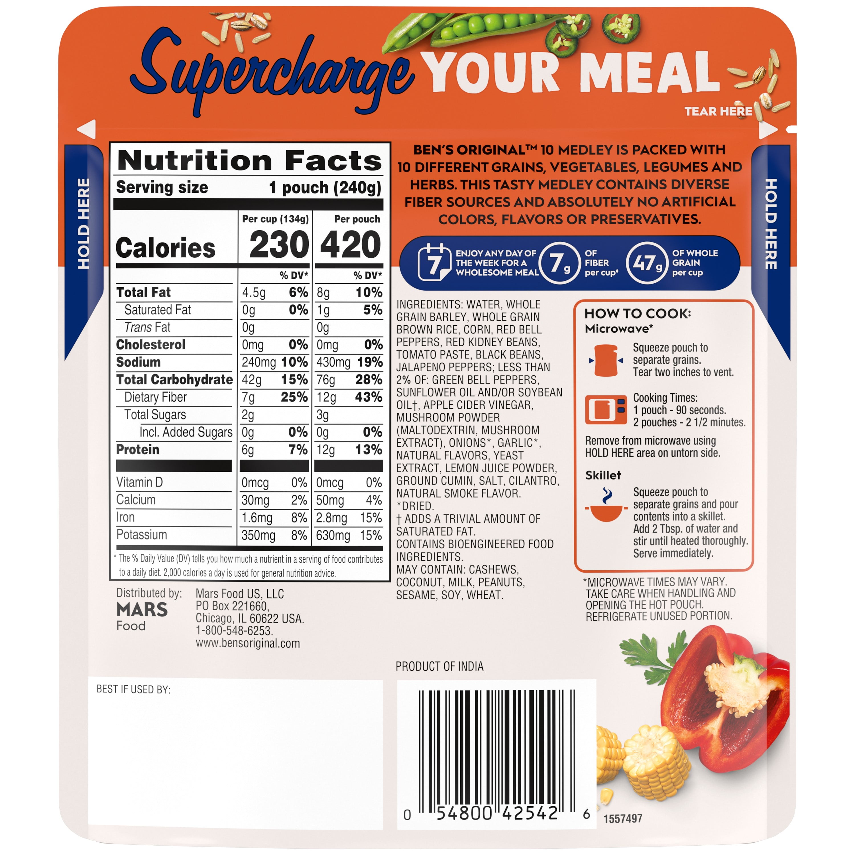 (2 pack) BEN'S ORIGINAL 10 MEDLEY Smoky Southwest, Side Dish, 8.5 oz Pouch