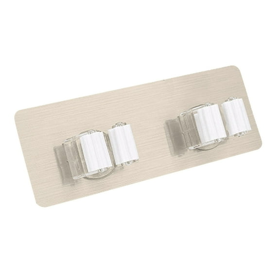 XIANXIAN Mop Broom Holder No Drill Stainless Steel, Mop Broom Organizer Wall Mounted Heavy Duty with Hooks Hanger, Storage Rack Self Adhesive 2PC for Bathroom, Kitchen, Office