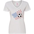 thumbnail image 3 of Inktastic Soccer Ball, Net with American Flag Colors Women's V-Neck T-Shirt, 3 of 5