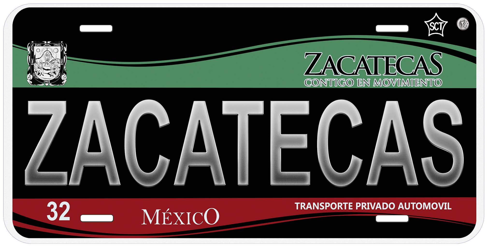 Black Zacatecas Mexico Novelty Car License Plate
