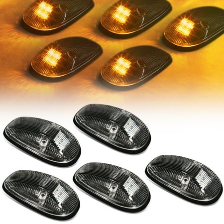 For 1999 to 2001 Dodge Ram 1500 2500 3500 BE 5 X LED Cab Roof Top Lights (Black Housing Yellow LED) 00