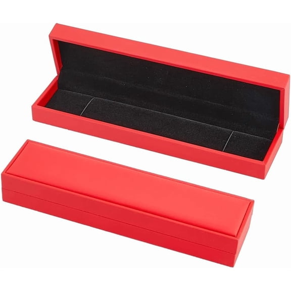 Necklace Gift Box PU Leather Single Jewelry Box Elegant Velvet-Lined Rectangle Necklace Box Watch Gift Box for Wedding Birthday and Anniversary Red for diy