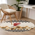 thumbnail image 4 of Round Rug 4Ft Washable Non-Slip, Sunflowers Rooster Circle Area Rugs for Living Room Bedroom, Farmhouse Vintage Beige Burlap Plaid Indoor Floor Mats Carpet Runner for Home Decor Aesthetic, 4 of 8