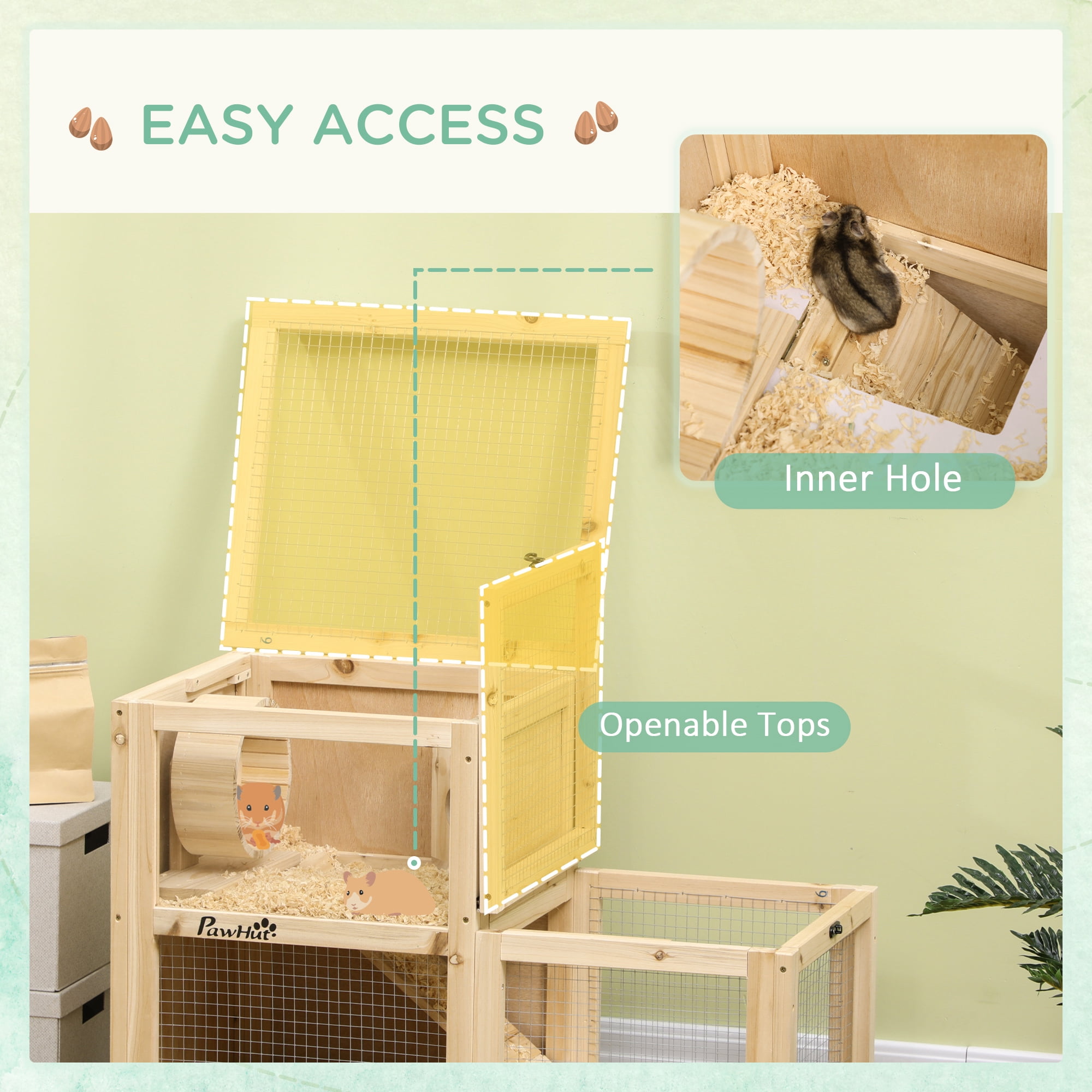 PawHut Extra Large Wooden Hamster Cage with Seesaw, Small Animal Habitat
