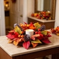 thumbnail image 5 of Yeciiwht Fall Candle Rings, Thanksgiving Candle Rings with Artificial Maple Leaves Pomegranate Berries, Fall Wreath for Pillar Candles Centerpiece Decor, 5 of 7