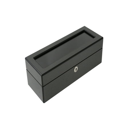 Bey-Berk Lacquered Carbon Fiber Look 5-Watch Case - 12.25W x 3.85H in.