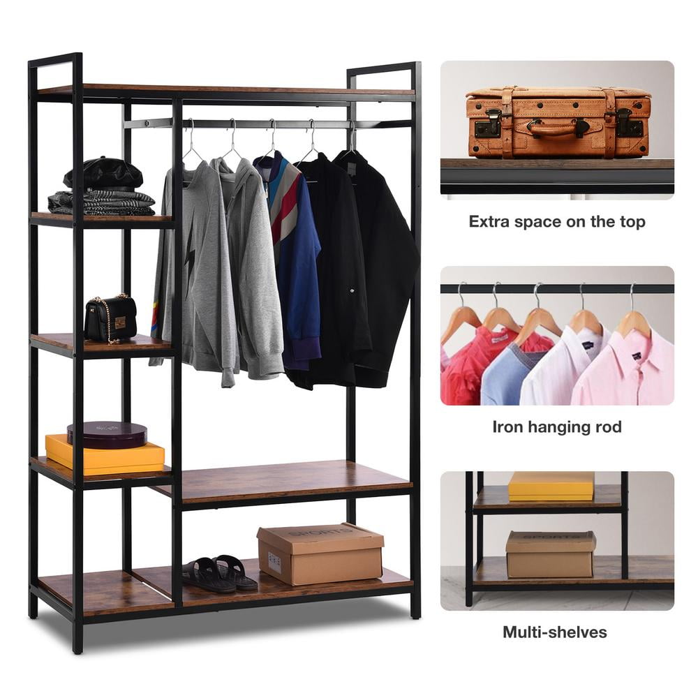 Metal Modern Closet Organizer Storage Rack Clothes Hanger Home Garment Shelf Rod 