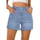 thumbnail image 1 of Pantalones cortos Dokotoo a la moda para mujer, elásticos, de cintura alta, azul, 1 of 6