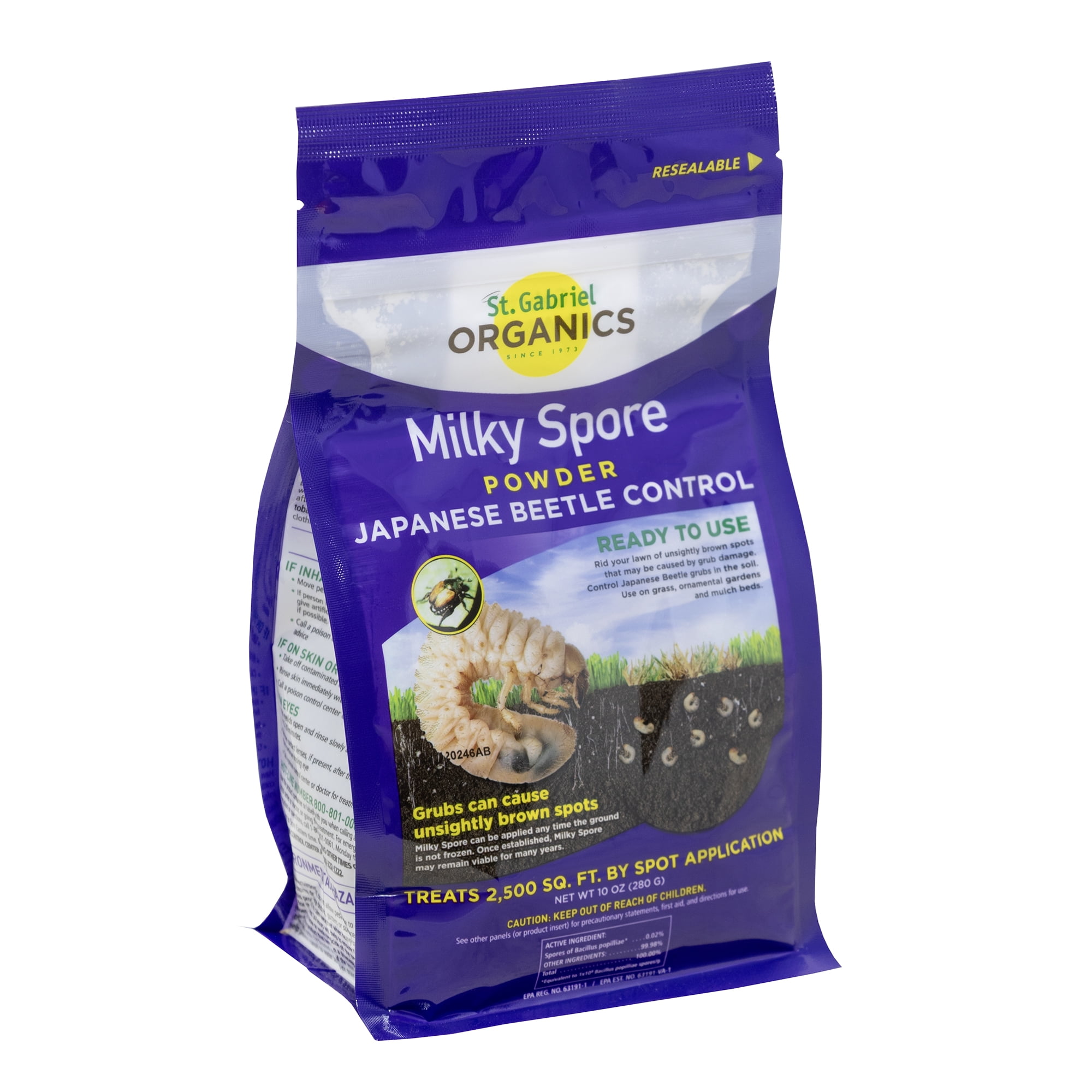 St. Gabriel Organics Milky Spore Powder, 10oz - Japanese Beetle Grub Killer for Lawns