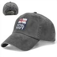thumbnail image 4 of Royal Navy Denim Baseball Cap Hat Adjustable Cowboy Hat, 4 of 8