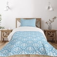 thumbnail image 3 of Ambesonne Damask Quilted Bedspread Set 2 Pcs, Blue White Old Garden Print, Twin Size, Sky Blue White, 3 of 6
