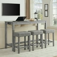 thumbnail image 4 of DEALTOPS 4-Piece Bar Table Set with Charging Station, 59" Counter Table with 3 Soft Stools for Small Space, Antique Gray, 4 of 10