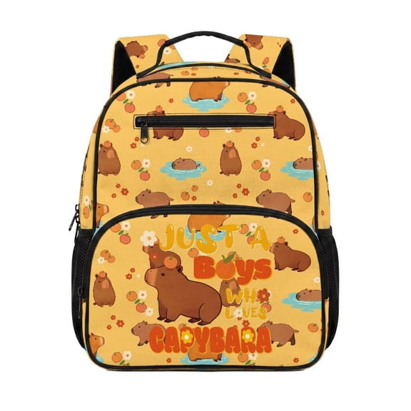 KUIFORTI Capybara Print Toddler Backpack Girls Kids School Bag with Front Pockets Adjustable Straps Durable Polyester for Preschool Kindergarten Back to School Gifts