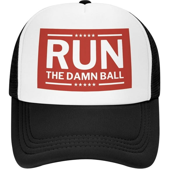 Run The Damn Ball Hat Red Mesh Cap Black for Men Women Baseball Cap Sun Tracker Hat Gifts Dad Mom
