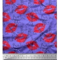 thumbnail image 1 of Soimoi Purple polyester Crepe Fabric Text,Eiffel Tower & Lips Women Fabric Prints By Yard 52 Inch Wide, 1 of 1