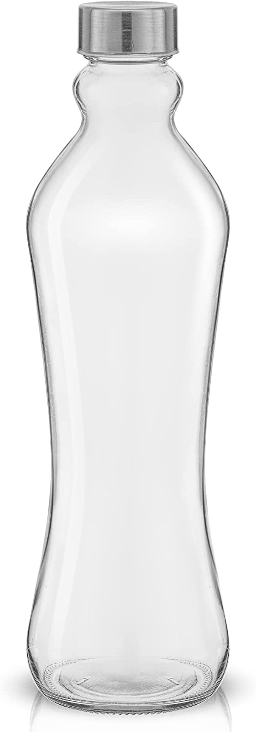 JoyJolt Reusable Glass Milk Bottle with Lid & Pourer - 32 oz