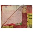 thumbnail image 3 of Taj Hotel Kantha Silk Throw 50x70 Vibrant Patchwork Design 100% Cotton India, 3 of 5