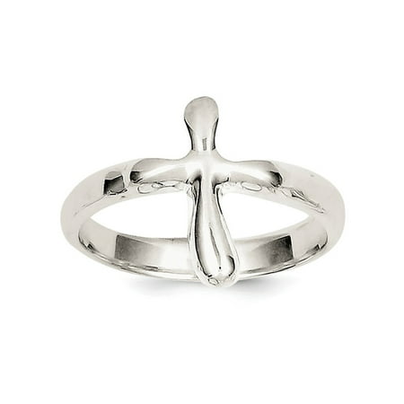 - 925 Sterling Silver Vertical Tiny Freeform Cross Ring