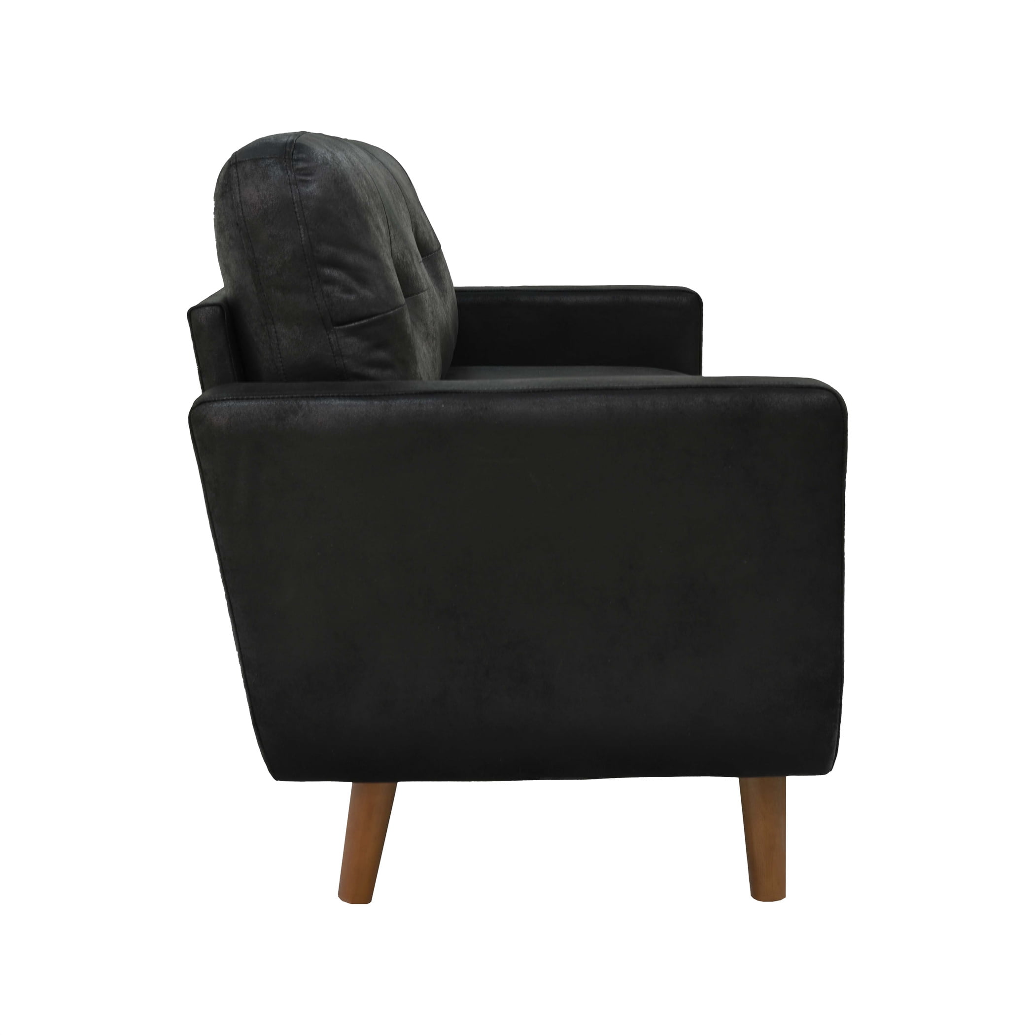 Aukfa 65" Small Sofa Loveseat Couch Comfy Mid Century Modern Sofa for Living Room Bedroom, Foil Fabric, Black