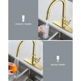 thumbnail image 4 of Gold Kitchen Faucet with Soap Dispenser, High Arc Modern Sink Faucet with Pull Down Sprayer and Deck Plate Fit for 1 or 3 Hole for Pot Filler Bar Farmhouse Laundry Rv, Brushed Gold, 4 of 14