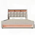 thumbnail image 6 of Queen Size Linen+Wood+Metal Platform Bed with Hydraulic Storage, LED/USB, Natural for Bedroom, 6 of 26