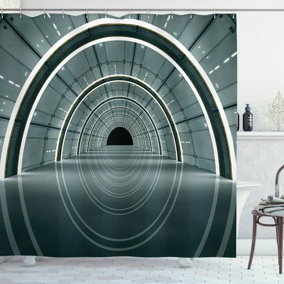 Ambesonne Outer Space Shower Curtain, Futuristic Interior, 69"Wx84"L, Blue Grey