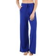 thumbnail image 3 of Womens & Plus Comfy Stretch Solid Drawstring Wide Leg Lounge Pants (Denim Blue, 2X), 3 of 3